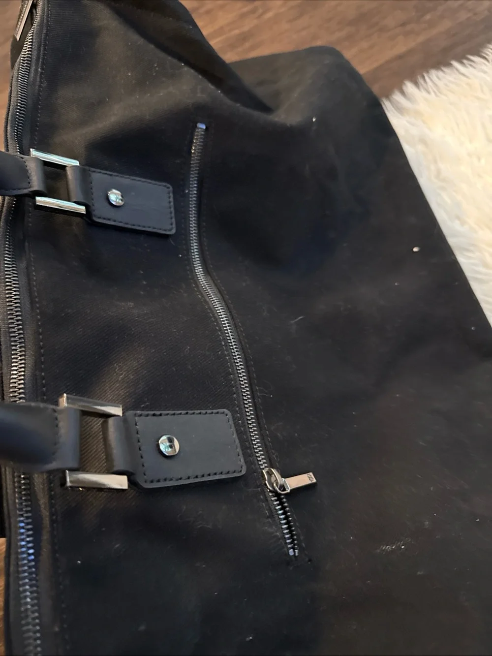 Hook & Albert Garment Bag Duffle Black Canvas Weekender Black